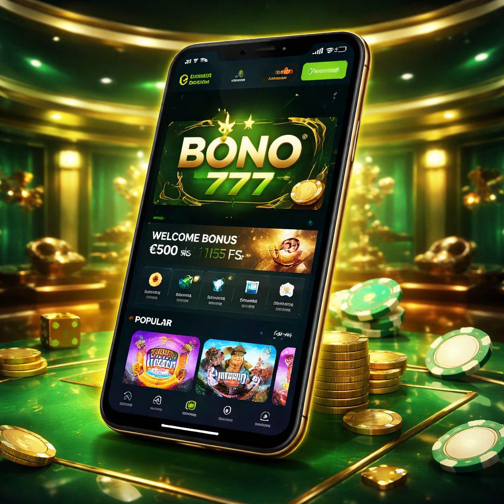 Plataforma móvil Bono777 en la pantalla de un smartphone moderno